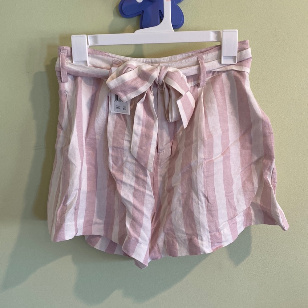 light pink and white stripped shorts